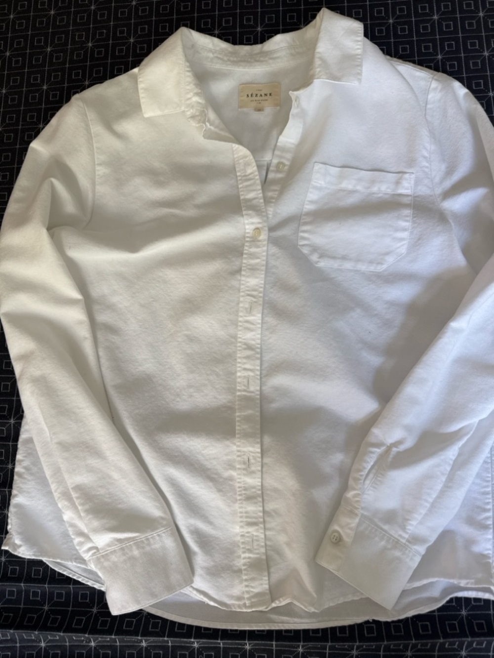 Sezane Classic White Button-Down Tomboy Shirt